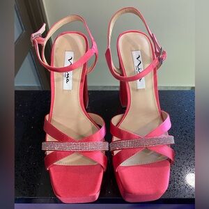 Nina Fuchsia Strappy Heels with Sparkling Detail